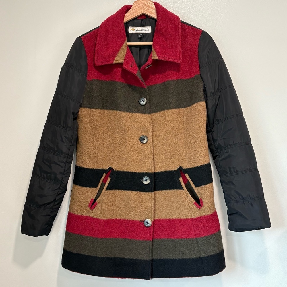 Montana Co. Mixed Media Colorblock Coat
